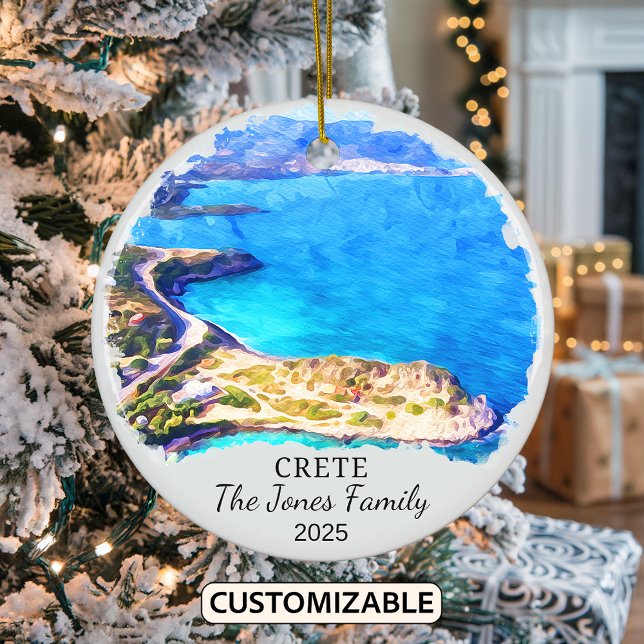 Personalised Crete Ornament, Greece Ceramic Tree Decoration (Creator Uploaded)