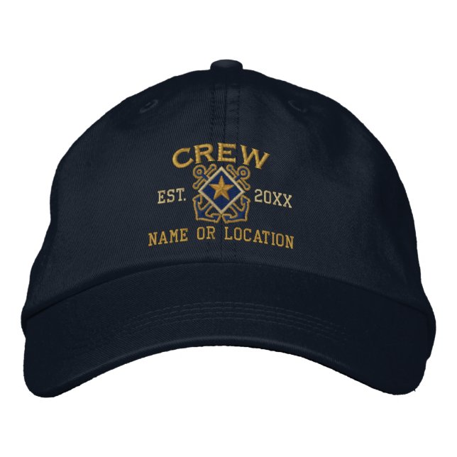 Personalised Crew Nautical Star Embroidery Embroidered Hat (Front)