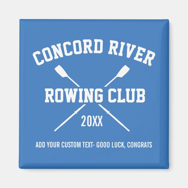 Personalised Crew Rowing Logo Oars Team Name Year Magnet (Front)
