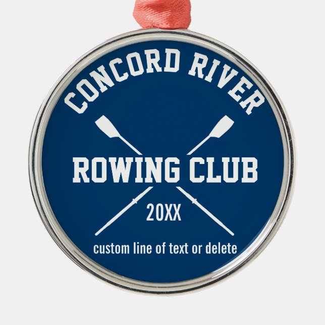Personalised Crew Rowing Logo Oars Team Name Year Metal Tree Decoration (Front)