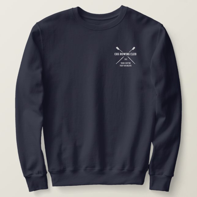 Personalised Crew Rowing Logo Oars Team Name Year Sweatshirt (Design Front)