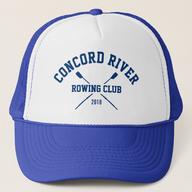 Personalised Crew Rowing Logo Oars Team Name Year Trucker Hat (Front)