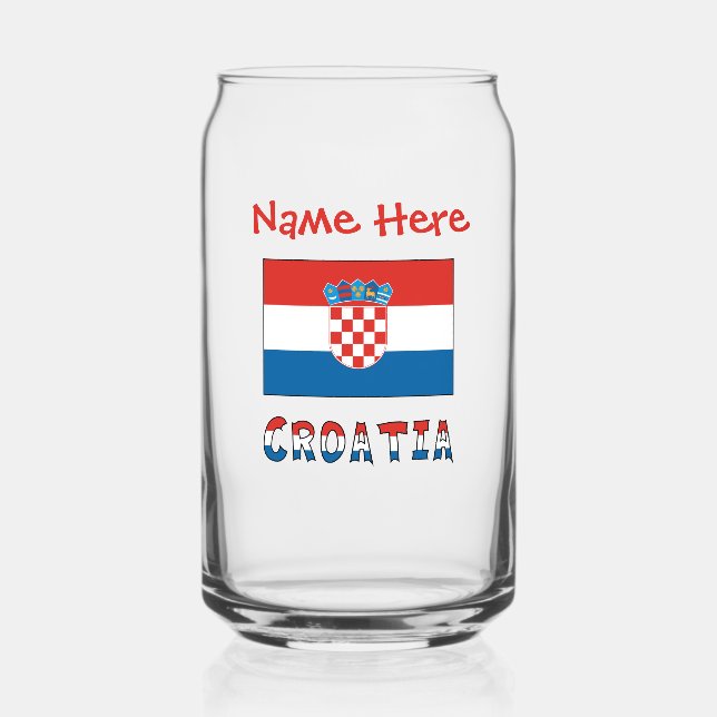 Personalised Croatia Flag  Can Glass (Front)