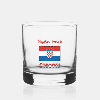 Personalised Croatia Flag  Whiskey Glass