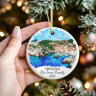 Personalised Croatia Ornament, Croatia Gift Ceramic Tree Decoration