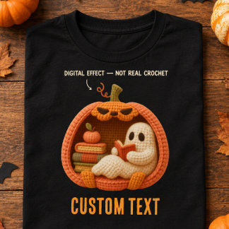 Personalised Crochet Bookish Ghost Halloween T-Shirt