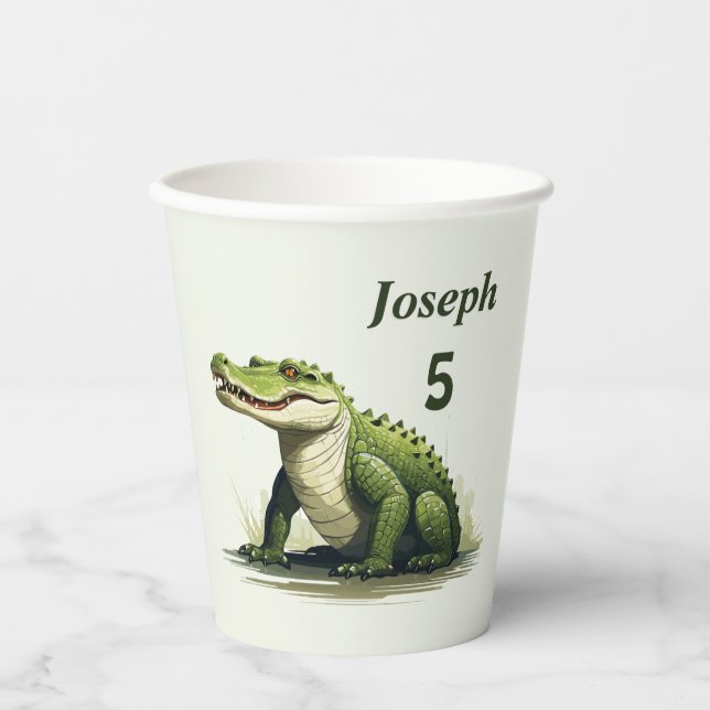 Personalised Crocodile – Add Your Name & Age Paper Cups (Front)