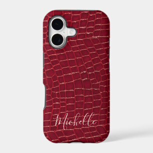 Personalised Crocodile Print Phone Case Red