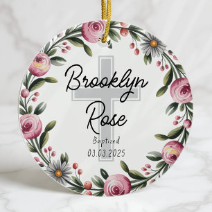 Personalised Cross Christening Baptism Favour Ceramic Tree Decoration