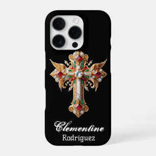 Personalised Cross ,Your Name models 11-15 Fits iPhone 16 Pro Case
