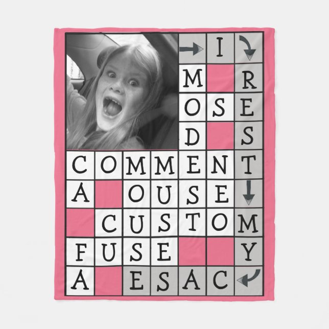 Personalised Crossword with Custom Text and Photo Fleece Blanket (Front)