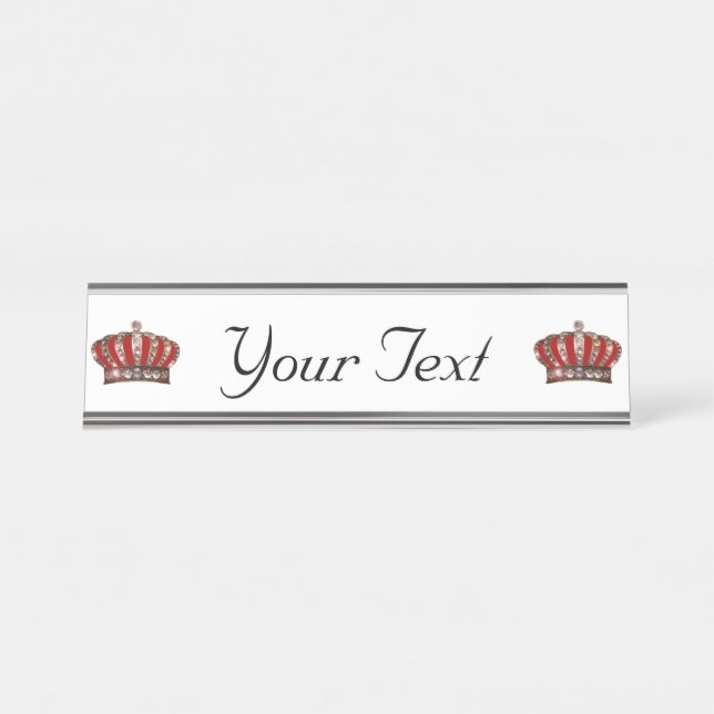 Personalised “Crown” Desk Name Plate (Front)