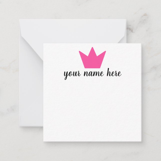 Personalised Crown Girls Notecards (Front)