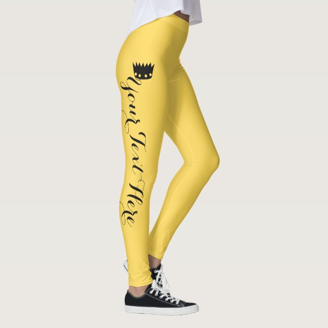 Personalised Crown Mustard Yellow Leggings (Right)