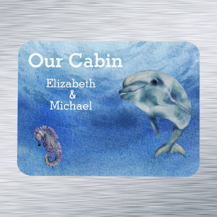 Personalised Cruise Door Sea Dolphin Watercolor Magnet