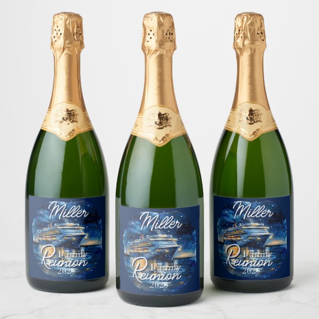 Personalised Cruise Ship Family Reunion  Sparkling Wine Label (Bottles)