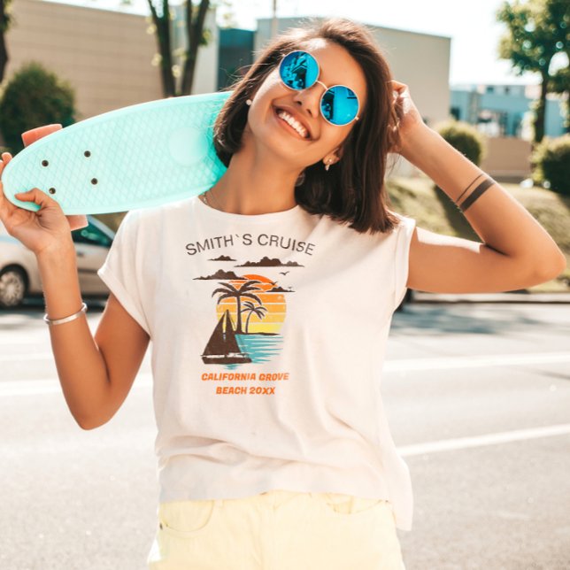 Personalised Cruise Ship Family Trip Sunset Boat T-Shirt (Creator Uploaded)