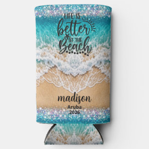 Personalised Cruise Vacation Name cosy beach  Seltzer Can Cooler