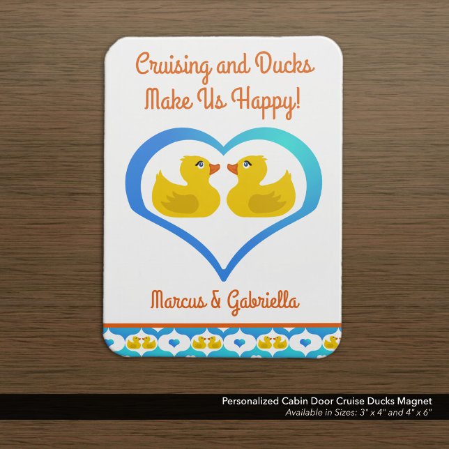 Personalised Cruising Ducks Cabin Door Magnet (Decorate Your Stateroom Door with a Cute Cruising Ducks Magnet–Customized with Your Name.)
