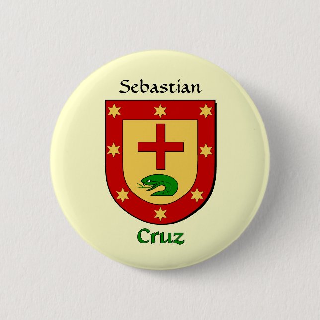 Personalised Cruz Historical Shield 6 Cm Round Badge (Front)