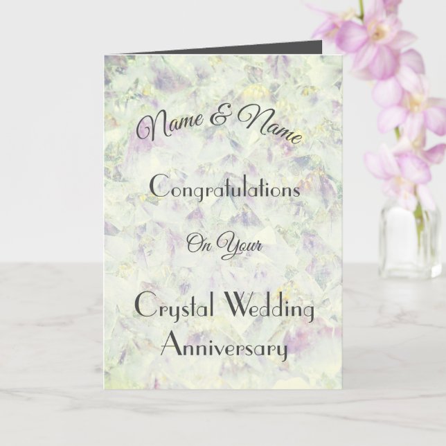 Personalised Crystal Anniversary Greeting Card (Orchid)