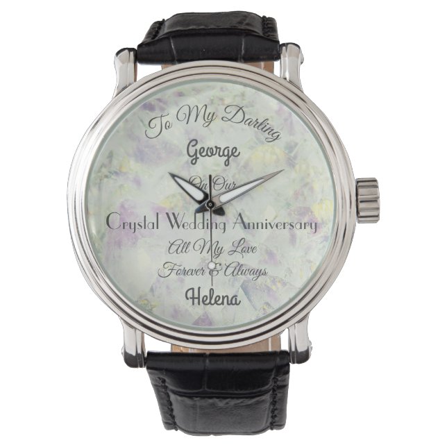 Personalised Crystal Wedding Anniversary Watch (Front)