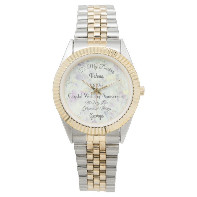 Personalised Crystal Wedding Anniversary Watch (Front)