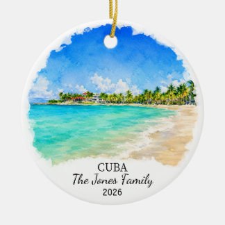 Personalised Cuba Ceramic Ornament, Custom Caribbe Tree Decoration