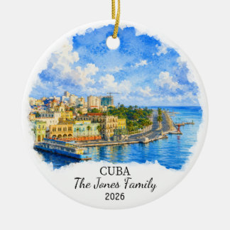 Personalised Cuba Ceramic Ornament, Custom Caribbe Tree Decoration