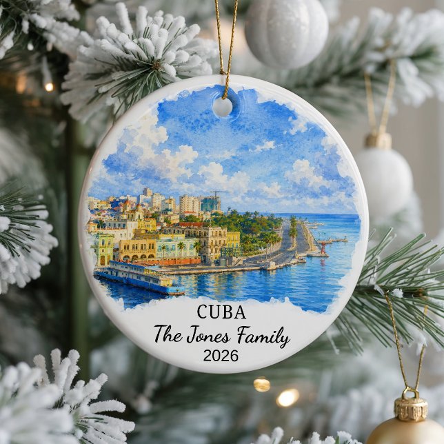 Personalised Cuba Ceramic Ornament, Custom Caribbe Tree Decoration (Creator Uploaded)