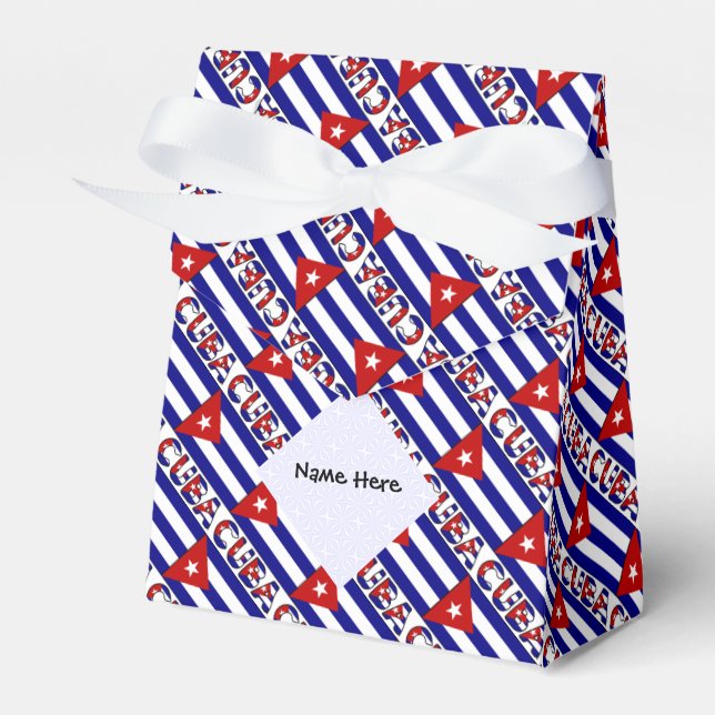 Personalised Cuba Dark Blue Flag Tiled Favour Box (Front Side)