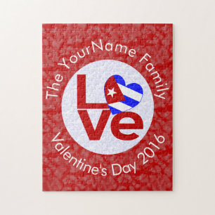 Personalised Cuban Red LOVE Flag Jigsaw Puzzle