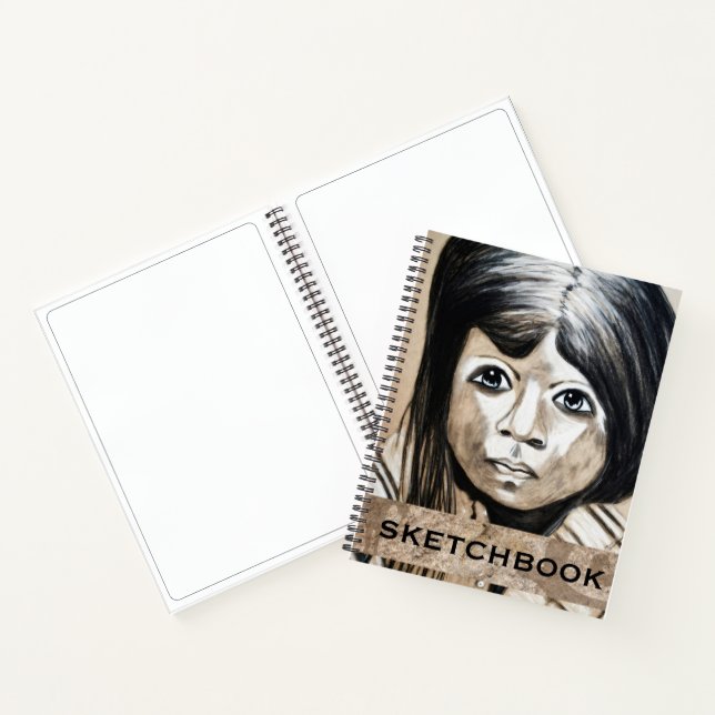 Personalised Cubism Charcoal Portrait Sketchbook Notebook (Inside)