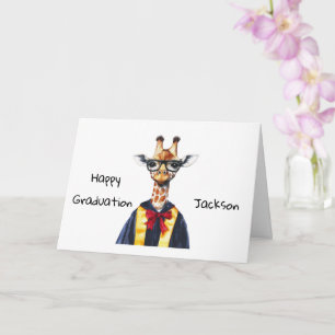 Personalised Cufe Giraffe Graduation Card