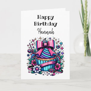 Personalised Cupcake and Colouring Page Birthday Card