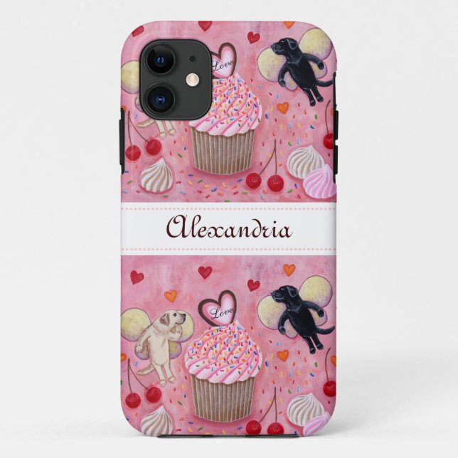 Personalised Cupcake and Labrador Fairies Case-Mate iPhone Case (Back)