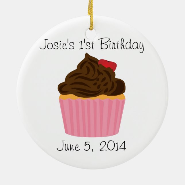 Personalised Cupcake Birthday Ornament (Back)