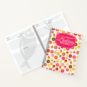 Personalised Cupcake Doughnut Baking Recipe Notebook