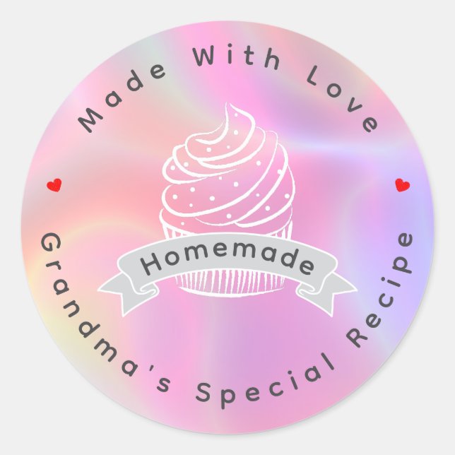 Personalised Cupcake Homemade Made With Love Classic Round Sticker (Front)