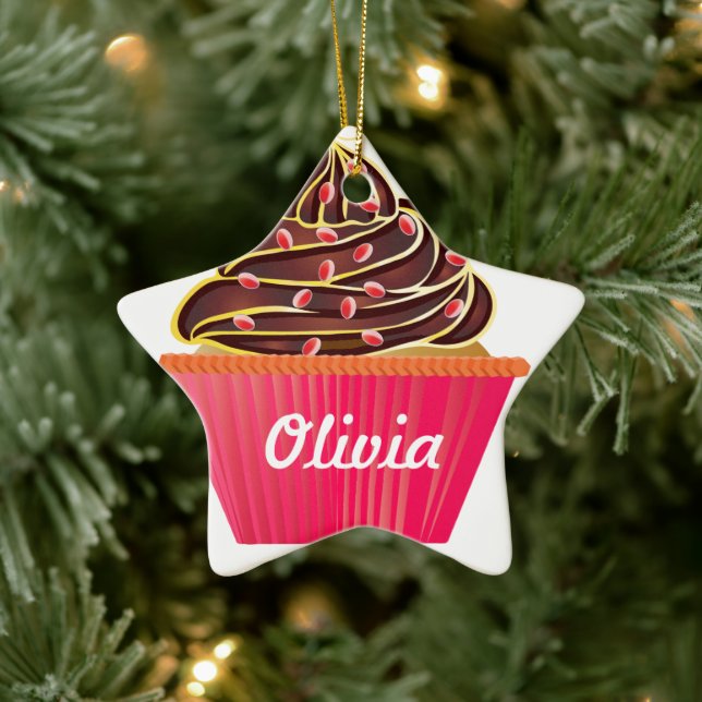 Personalised Cupcake Sprinkles Ceramic Tree Decoration (Tree)
