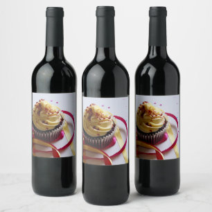 Personalised cupcake wine label