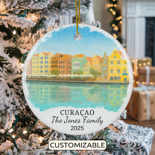 Personalised Curacao Ornament, Curacao Ceramic Tree Decoration