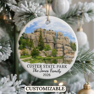 Personalised Custer State Park Custom South Dakota Ceramic Tree Decoration