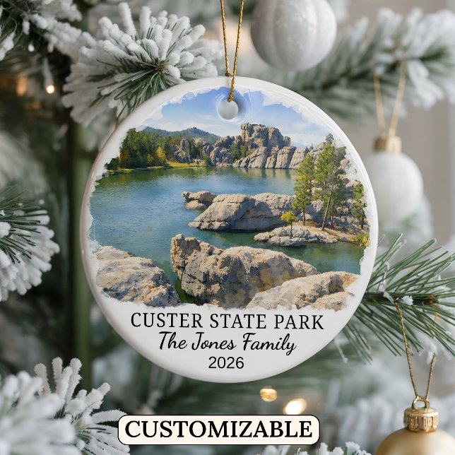 Personalised Custer State Park Custom South Dakota Ceramic Tree Decoration (Creator Uploaded)
