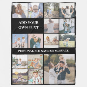 Personalised Custom 15 Photo Collage Fleece Blanket