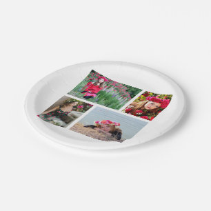 Personalised Custom 4 Photo Colour Paper Plate