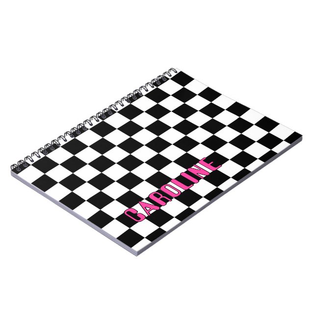 Personalised Custom Abstract Geometric Check Notebook (Left Side)