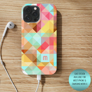 Personalised Custom Aqua Blue Peach Pink Retro Art iPhone 15 Pro Max Case