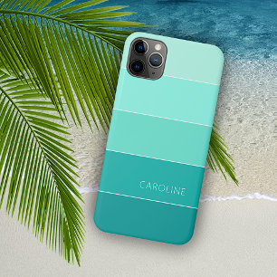 Personalised Custom Aqua Turquoise Green Stripes Case-Mate iPhone Case