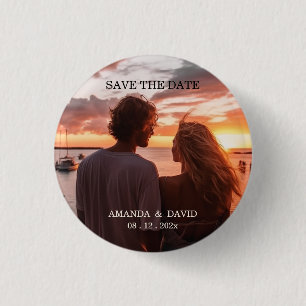 Personalised Custom Beach Destination Wedding  3 Cm Round Badge